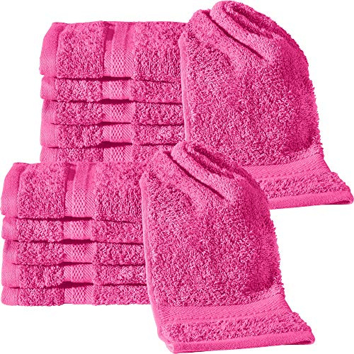 REDBEST Gästetuch 12er-Pack Chicago pink Größe 30x50 cm - saugstark, strapazierfähig, ideal für Reisen, Sport (weitere Farben)