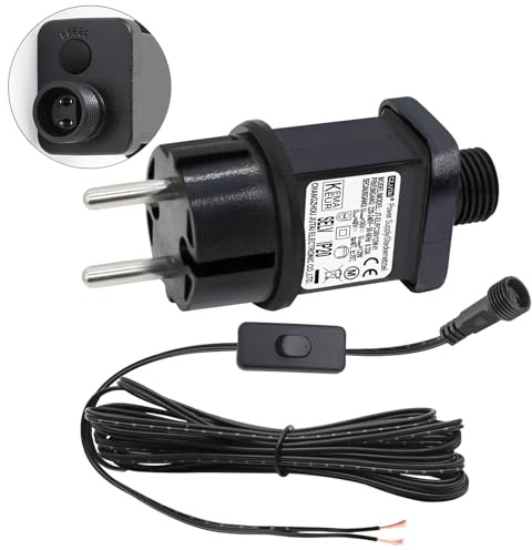 36 V 12 W trasformatore LED CZJUTAI IP44 Alimentazione per illuminazione natalizia con presa - Spina europea (EL/FC36V12W) con interruttore a pulsante in 1 clic sul cavo di alimentazione