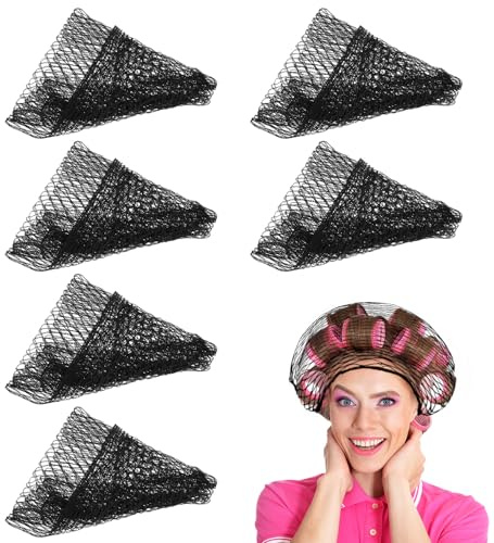 Hair Nets for Women, 6 Pcs Hair Nets for Sleeping In, Breathable Reusable Triangular Hairnet for Salon Home Styling, Curl Setting, Securing Hairs, Drying, (90 X 90 X 145 Cm)