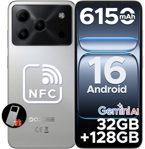 DOOGEE Note 56 Pro AI Android 16 Smartphone Ohne Vertrag, 32GB+128GB/2TB TF, 6150mAh, 6.56 HD+ IPS, T7225 Octa Core Handy Günstig, 13MP+8MP, Dual SIM 4G Simlockfreie Handys,Gemini AI, OTG,NFC,Face ID