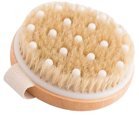 FIXOSHEE Brosse de Bain Bois Exfoliante et Massante sans Manche pour Corps Nettoyage Profond et Soin Peau pour Hommes et Femmes