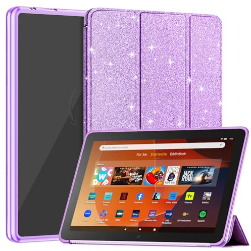 Custodia Smart Tablet per tablet da 10,1 pollici, non per Onn TCL da 10,1 pollici, Patamiyar, sottile, leggera, tripla custodia pieghevole con modalità Auto Sleep/Wake, viola glitter