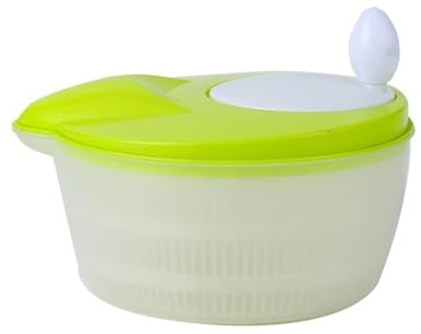 Salladssnurra Multifunktionell halvautomatisk avtappningskorg dubbellagers plastdiskkorg kök grönsakstorkare Grönsaksavlopp(Green)