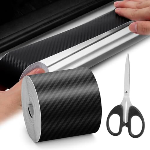 UOCAI Pellicola Adesiva 3D Carbonio Auto 5cm x 10m - Film Vinilico Protezione Battitacco, Porta, Paraurti - Adesivo Carbonio Nero Opaco per Auto, SUV, Pickup - Include Forbici, Fai da Te