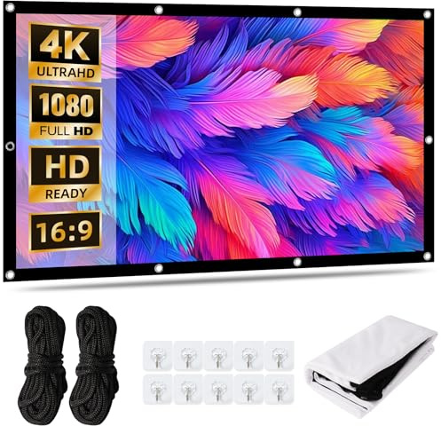 YOOULIT Pantalla proyector 100 Pulgadas 16:9 4K HD, portátil Engrosada