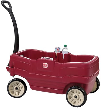 Step2 Neighborhood Wagon, Kids Ride On Toy, Stroller Substitute, Includes Seat Belts, Made of Durable Plastic, Max Weight 75 lbs., For Toddlers 1.5-5 Years Old, Red