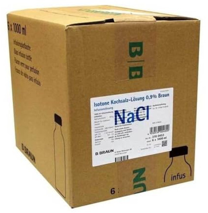 B. Braun Isotone Kochsalzlösung 0,9% Glasflasche, 6 x 1000 ml