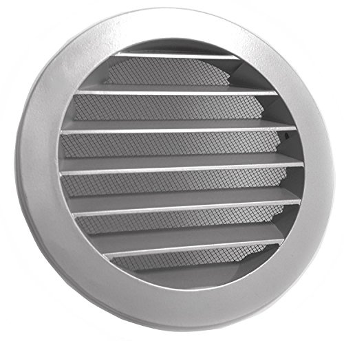 Väderskyddsgaller svart/grå DN: 100 125 150 160 200 ventilationsgaller runt aluminium med flugnät, grå