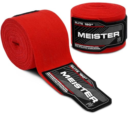 Meister Elite 457,2 cm avvolgicavo per adulti per MMA & boxe, 1 paio, rosso sangue