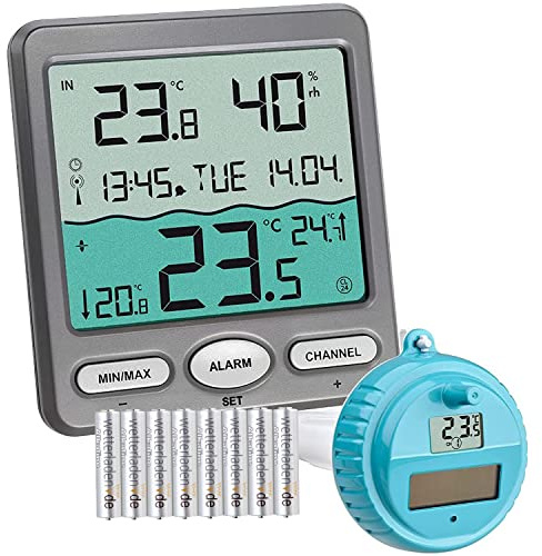 TFA Fa Dostmann Pool termometro Venice 30.3056.10, per monitorare la Temperatura dell' Acqua in Piscina, laghetto o Whirlpool, Grigio con batterie