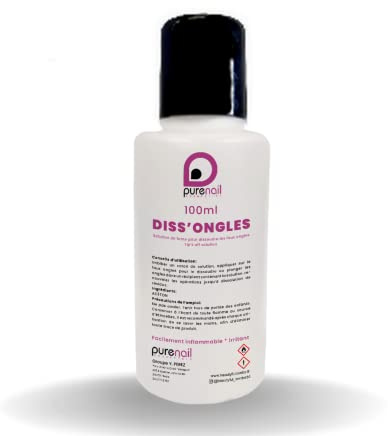 Purenail | DISSONGLE | Acétone Pure 100% | 100 ml | Ongles | faux ongles | Qualité Professionnel transparent