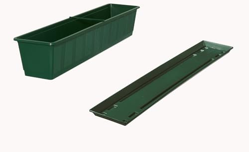 Fuchs seit 1895 Balkonkasten Standard mit passendem Untersetzer, Farben:dunkelgrün, Länge:80 cm