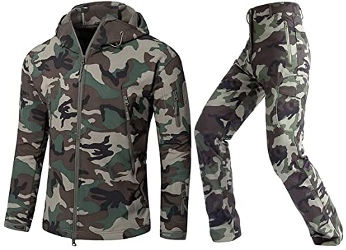 Czen Chaqueta y pantalones tácticos para hombre, traje de ropa de combate, uniforme de caza de camuflaje militar, conjunto de 2 uds, traje de ropa Multicam del ejército (JUNGLE,M)