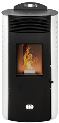 STUFE A PELLET ITALIA Siberia Aria New 18 KW - Stufa ad Aria Ventilata Efficienza 91% Scalda 180m² Autonomia 30H Programmabile 5 Velocità e Potenze Garanzia 24 Mesi Bianco