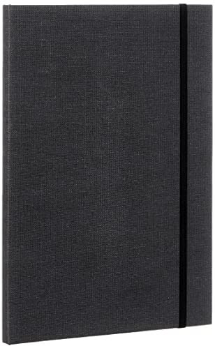 Bigso Box of Sweden Sammelmappe A4 mit Gummibändern - Dokumenten-Organizer aus Faserplatte und Papier in Leinenoptik - Ordner A4 für Dokumente, Akten und lose Papiere etc. - Schwarz