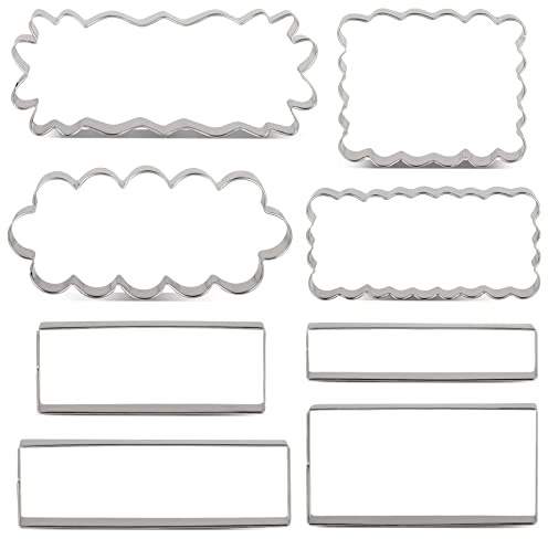 LILIAO Rectangle and Scalloped Edge Cookie Cutter Set of 8-Pc