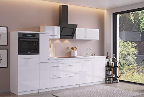 respekta Küche Küchenzeile Küchenblock Weiß Amanda 310 cm Premium