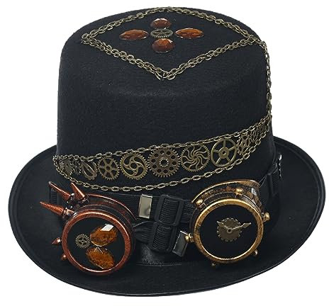 COSDREAMER Damen Steampunk Uhr Zifferblatt Blume Zylinder Feder Halloween Kostüm Hut (60 cm) D