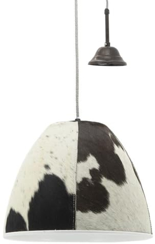 AUBRY GASPARD Lampada a sospensione in pelle di mucca e metallo, diametro 34 cm