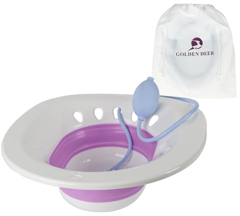 GOLDEN DEER Sitz Bath for Hemorrhoids, Sitz Bath for Toilet Seat, Automatic Flushing, Postpartum Care, Sits Bath Kit for Women