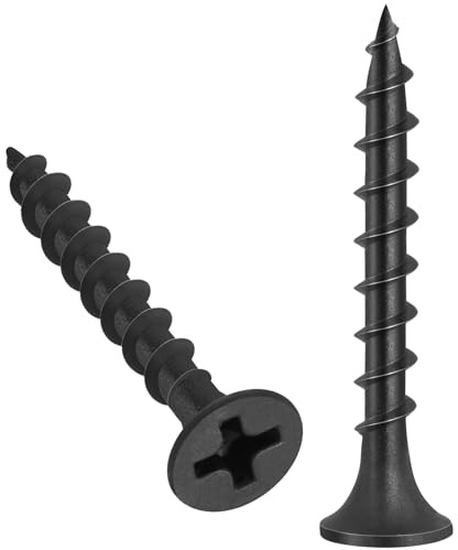 VGBUY 170pcs #6 × 1-1/2 inch Drywall Screws, Black Wood Screws, Coarse Thread Sheetrock Screws, Phillips Head Drive, High Hardness Black Screws for Drywall, Sheetrock, Wood