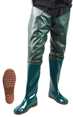 Waders Pesca, Pantaloni Da Pesca, Pantaloni Da Pesca Per Uomo, Pantaloni Da Pesca In Pvc Impermeabili Antiscivolo Con Stivali Con Fibbia Stivali Traspiranti, Ottima Presa, Verde, 1 Paio,38