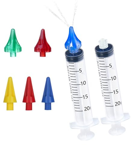ETTSNU 20mL Ear Syringes for Removing Ear Wax, Ear Cleaning Water Irrigation Kits with 3 Penta-Stream Tips and 3 Tri-Stream Tips Improved Hearing Clarity and Aural Hygiene (clear)