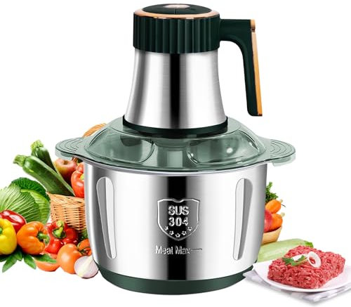 Hachoir à viande électrique de 5 litres, hachoir à viande multifonction de 500 W, hachoir de cuisine électrique 5 vitesses, avec 6 lames amovibles, hachoir à viande multifonction pour viande, légumes