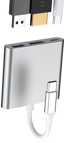 Adaptateur USB C vers USB HDMI(3en1) Hub Type C pour IPhone 16 15 Chargeur Câble MacBook pour IPad Compatible avec Samsung pour Apple 4K TV Multiport Dock Convertisseur Displayport Accessoires Ecran