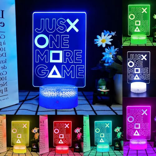 BIRBANN 3D-Nacht Laterne, Konsolenmodus-Icon Laterne- mit 7 Farbwechseln und Touch-Steuerung, Gaming 3D-USB Laterne- Schlafzimmerdekoration für Gaming-Enthusiasten, Kinder, Männer, Jungen und Mädchen