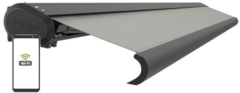 empasa elektrische Vollkassettenmarkise Profi Plus mit WiFi-Motor Smart Home kompatibel Terrassenüberdachung Markise Kassettenmarkise, hellgrau, Verschiedene Größen