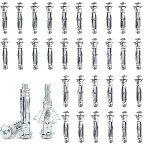 Lxoraziy Lot de 50 Chevilles Métalliques à Expansion M6 x 52 mm, Chevilles pour Plâtre & Aggloméré, pour Plaques de Plâtre Brique Creuse