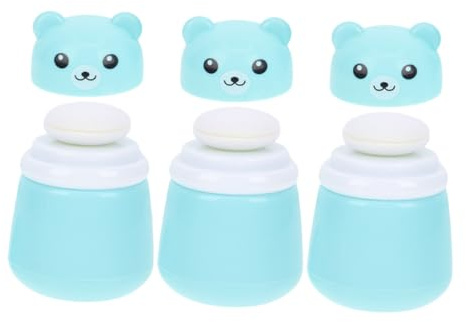 DEARMAMY 3 St Bärformad Pulverpuffbehållare med Puff Tätad Återfyllbar och Kompakt Puderbehållare för Babypuder Resvänlig och Lätt att Bära för Hudvård