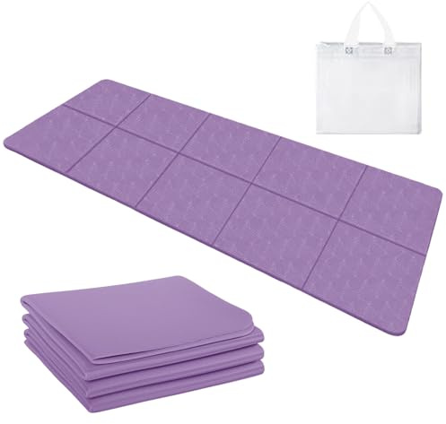 Dwitkul Tapis de Yoga Pliable, Tapis de Yoga Léger de Voyage 183 x 61 x 0,4 cm, Antidérapant Portable avec Sac de Transport pour Voyage, Pilates, Sport
