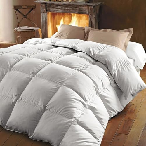 Alpes Blanc - Couette Naturelle en Plume 360g/m² - 220x240 cm – Fabrication Française – Lavable - Chaude et Respirante- Garnissage Neuf