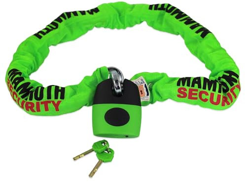 Mammoth Security Motorcycle Lock & Chain Sold Secure Gold Approved 12mm Thick Square Chain x 1.2m Long Motorbike Scooter Quad Padlock & Chain