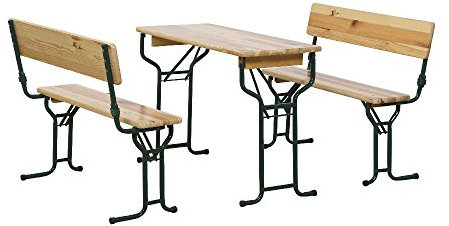 H.G. Festzeltgarnitur Biermöbel 3 teilig 110 cm mit Rückenlehne Tisch 50 cm Breite