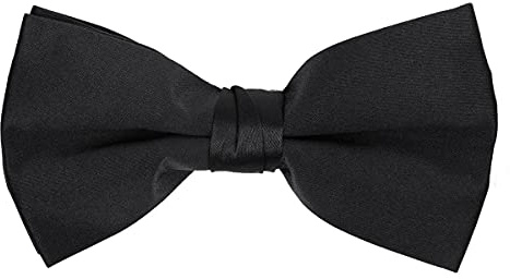 boxed-gifts Mens Clip On Bow Tie - Solid Color Bowties for Men - Black