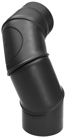 raik Rauchrohrbogen Ofenrohrbogen Multibogen drehbar 0 bis 90 Grad vierteilig mit Reinigungsöffnung und 180 mm Durchmesser aus 2 mm Stahlblech in Schwarz mit eingebrannter Senotherm Beschichtung