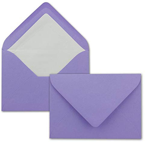 25 Briefumschläge in Violett mit weißem Innenfutter - Kuverts in DIN B6 Format - 12,5 x 17,6 cm - Seidenfutter - Nassklebung