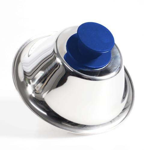 Kerafactum® – Burger Cloche Campana para Hamburger Cheeseburger Carne cubierta pattys barbacoas – Cubrir y queso Funde Lassen – Acero inoxidable con pomo Asa Azul