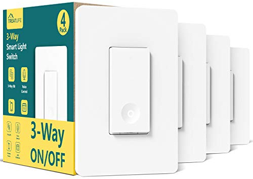 TREATLIFE 3 Way Smart Switch 4 Pack, Neutral Wire Required, 2.4GHz WiFi Smart Light Switch Works with Alexa and Google Home, Remote Control, FCC Certified, No Hub Required