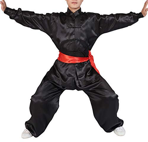 Yudesun Kampfsport Bekleidung Unisex Erwachsener Kind Trainingsbekleidung Sets - Chinesische Tradition Tai Chi Wushu Kleidung Jungen Mädchen Leistung Kostüm Kung Fu Uniform Schwarz 185cm