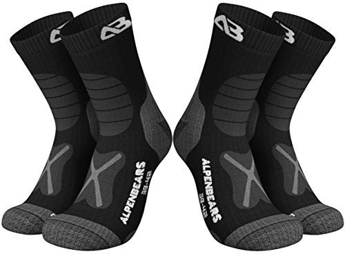 Premium Wandersocken aus Merino Wolle - [2 Paar] - Profi Trekkingsocken zum Wandern - Outdoor Socken für Damen, Herren & Kinder - Warme Merino Wandersocken - Funktionssocken - (Schwarz, 39-42)