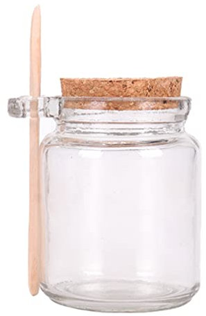Tarro de almacenamiento de vidrio transparente grueso de 250 ml con tapa hermética de corcho y cuchara de madera, recipiente de almacenamiento de alimentos, botella para cocina y hogar