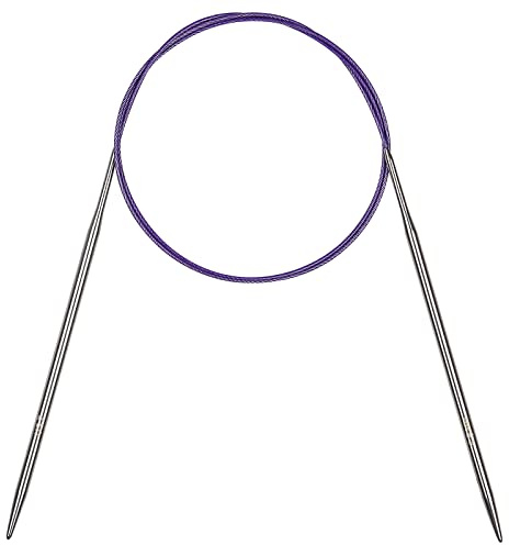 Coopay Aguja de Tejer Circular de 100 cm, Alambre Flexible, Aguja de Tejer Circular Fija de Metal para Proyectos como Mantas, para Manos Artritis, 4.50mm