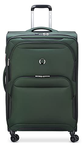 DELSEY PARIS Sky Max 2.0 Softside Expandable Luggage with Spinner Wheels, Green, Checked-Large, 28 Inch