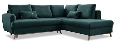 MIUFORM Scandic Lagom L | 6 Sitzer Ecksofa | L-Form rechts | 242 x 202 x 90cm Couch | Klappsofa mit Schlaffunktion | Schlafsofa klappbar (Türkis)