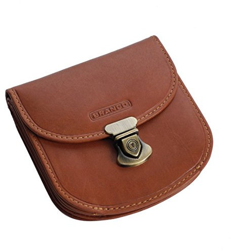 Branco Leder - kleine Damengeldbörse Rundbörse Portemonnaie Geldbeutel Schloss Börse aus Leder (Cognac) - präsentiert von ZMOKA®