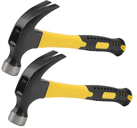 KEILEOHO 2 PCS 16oz Claw Hammer, 12 Inch Steel Curved Claw Hammer, 450g Straight Claw Hammer for Indoor Outdoor Using